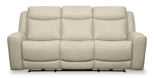 Sofa à inclinaison électrique Prescott de Scott Living de 88,5 po en cuir véritable gris platine avec position zéro gravité