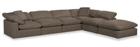  Sofa sectionnel modulaire Eclipse 6 pièces en tissu d'apparence lin - ardoise