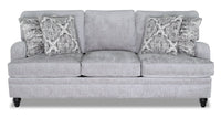  Sofa Bellmont de 89 po fabriqué au Canada en tissu de chenille gris platine avec coussins de dossier et de siège réversibles