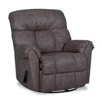  Fauteuil pivotant, berçant et inclinable Commodore de Design à mon image de 36 po en tissu d’apparence cuir gris ombre