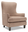 Fauteuil d’appoint à oreilles Sofa Lab personnalisable de 32 po fabriqué au Canada en tissu d’apparence lin brun Pax Wicker