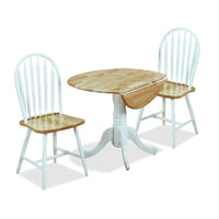  Ensemble de salle à manger Hana 3 pièces avec table de 40 po (L) à abattant, base piédestal et 2 chaises - deux teintes, blanc et naturel