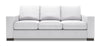 Sofa-lit personnalisable Track de Sofa Lab de 85 po fabriqué au Canada en tissu d’apparence lin blanc Pax Ice avec accoudoirs rectilignes