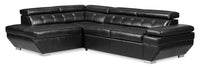  Sofa sectionnel de gauche Element 2 pièces en similicuir avec appuie-têtes réglables et port USB - noir