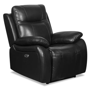 Fauteuil à inclinaison électrique Kora en cuir véritable - noir