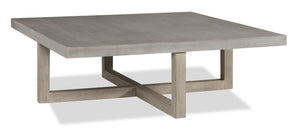 Table à café moderne Aloe de 52,25 po - dessus en imitation de béton avec base grise