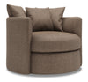 Fauteuil d’appoint pivotant Nest de Sofa Lab personnalisable de 41 po fabriqué au Canada en tissu d’apparence lin brun Luna Praline