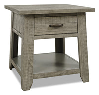 Table de bout rustique Colson de 24 po avec rangement et tablette - bois de grève