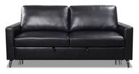  Sofa-lit Wilson de 77,5 po en tissu d’apparence cuir noir