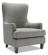 Fauteuil d’appoint à oreilles Sofa Lab personnalisable de 32 po fabriqué au Canada en tissu de velours - gris Platinum Grey