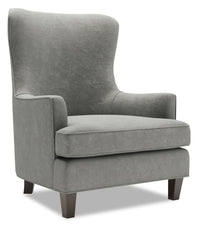  Fauteuil d’appoint à oreilles Sofa Lab personnalisable de 32 po fabriqué au Canada en tissu de velours - gris Platinum Grey