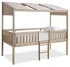 Lit mezzanine Colt avec toit, garde-corps et échelle pour enfants, naturel - format lit simple