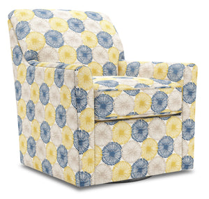 Fauteuil d’appoint pivotant Sofa Lab personnalisable de 31 po fabriqué au Canada en tissu rayon de Sunshine multicolore