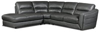  Sofa sectionnel de gauche Romeo 3 pièces en cuir véritable - gris 