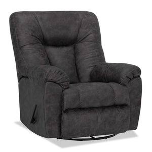 Fauteuil berçant, pivotant et inclinable 4703 en tissu d'apparence cuir - ranger ardoise