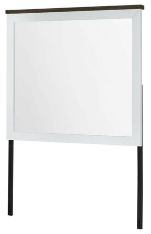 Miroir de commode de chambre à coucher Zoey - deux teintes, blanc et brun