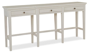 Table de salon traditionnelle Heron Cove de 66 po avec rangement et tablette - pin blanc