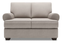  Causeuse personnalisable Roll de Sofa Lab de 64 po fabriquée au Canada en tissu d’apparence lin avec accoudoirs enroulés - gris Pax Slate