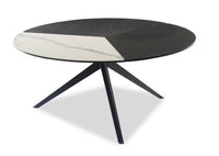 Table à café ronde moderne Titan de 25,2 po - blanche, grise et noire