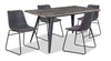 Ensemble de salle à manger Amos 5 pièces en métal avec table de 60 po (L) et 4 chaises - gris