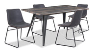  Ensemble de salle à manger Amos 5 pièces en métal avec table de 60 po (L) et 4 chaises - gris