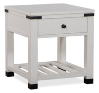 Table de bout moderne Harper de 24 po avec rangement et tablette - pin blanc