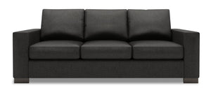 Sofa personnalisable Track de Sofa Lab de 85 po fabriqué au Canada en tissu d’apparence lin gris Luna Kohl avec accoudoirs rectilignes