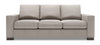 Sofa personnalisable Track de Sofa Lab de 85 po fabriqué au Canada en tissu d’apparence lin gris Pax Slate avec accoudoirs rectilignes