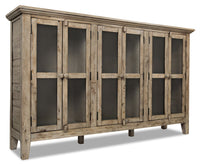 Grande armoire décorative Rocco de 70 po avec 6 portes - bois naturel