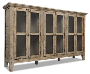 Grande armoire décorative Rocco de 70 po avec 6 portes - bois naturel