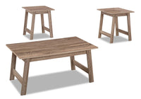 Ensemble 3 tables modernes Jacey de 36 po (table à café et 2 tables de bout) - taupe foncée