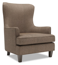  Fauteuil d’appoint à oreilles Sofa Lab personnalisable de 32 po fabriqué au Canada en tissu d’apparence lin - brun Luna Praline