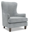 Fauteuil d’appoint à oreilles Sofa Lab personnalisable de 32 po fabriqué au Canada en tissu d’apparence lin gris Luna Pewter