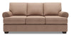 Sofa-lit personnalisable Roll de Sofa Lab de 86 po fabriqué au Canada en tissu d’apparence lin brun Pax Wicker avec accoudoirs enroulés