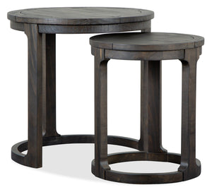 Tables de bout gigognes rondes traditionnelles Axl de 24 po - bois gris-brun foncé