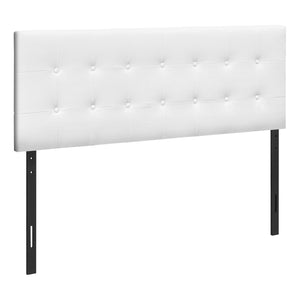 Tête de lit rembourrée Estel en tissu de cuir végétalien blanc avec capitonnage à boutons - format grand lit