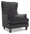 Fauteuil d’appoint à oreilles Sofa Lab personnalisable de 32 po fabriqué au Canada en tissu de chenille gris Luxury Charcoal