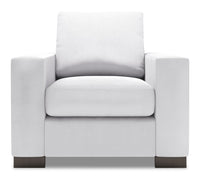  Fauteuil Track de Sofa Lab de 38 po fabriqué au Canada en tissu d’apparence lin avec accoudoirs rectilignes - blanc Pax Ice 