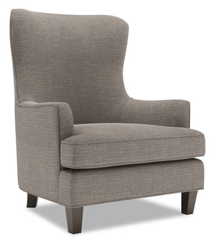 Fauteuil d’appoint à oreilles Sofa Lab personnalisable de 32 po fabriqué au Canada en tissu d’apparence lin gris Luna Smoke