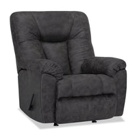  Fauteuil berçant inclinable Ranger de Design à mon image de 35,5 po en tissu d’apparence cuir gris ardoise