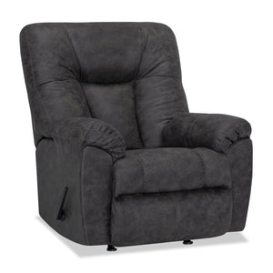 Fauteuil berçant inclinable Ranger de Design à mon image de 35,5 po en tissu d’apparence cuir gris ardoise 