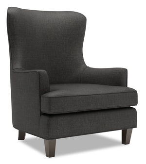 Fauteuil d’appoint à oreilles Sofa Lab personnalisable de 32 po fabriqué au Canada en tissu d’apparence lin gris Luna Kohl