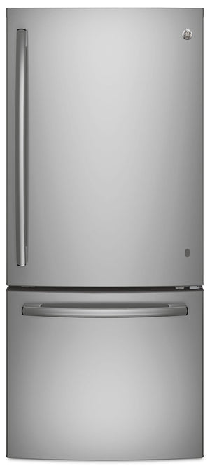 Réfrigérateur GE de 20,9 pi³ et de 29,8 po à congélateur inférieur - acier inoxydable résistant aux traces de doigts - GDE21DYRKFS