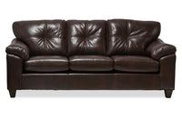  Sofa Addison de 86 po fabriqué au Canada en tissu d’apparence cuir avec coussin de siège amovible et capitonnage - brun