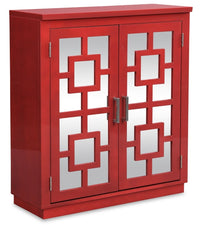 Armoire décorative Darci de 31,5 po avec portes en miroir - rouge