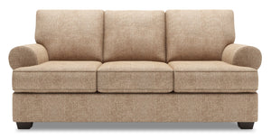 Sofa-lit personnalisable Roll de Sofa Lab de 86 po fabriqué au Canada en tissu de chenille taupe Luxury Taupe avec accoudoirs enroulés