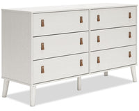  Commode moderne du milieu du 20e siècle Mavi de 59 po (L) x 33,9 po (H) à 6 tiroirs pour la chambre à coucher - blanche