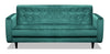 Sofa Devlin de 76,4 po de format condo en tissu de velours vert avec coussins capitonnés et pattes en bois