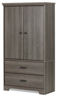  Commode verticale Holt de 33,75 po (L) x 63,5 po (H) à 2 tiroirs avec armoire de rangement pour la chambre à coucher, fabriquée au Canada - gris-brun