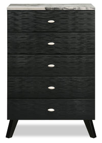  Commode verticale moderne du milieu du 20e siècle Atlas de 32,4 po (L) x 48,3 po (H) à 5 tiroirs pour la chambre à coucher - noire